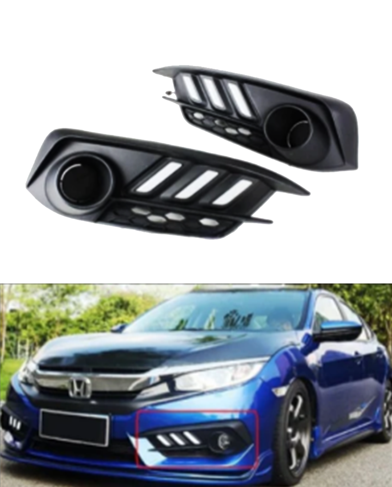 Honda Civic Model 2016-2021 DRL Fog Lights Mustang Style