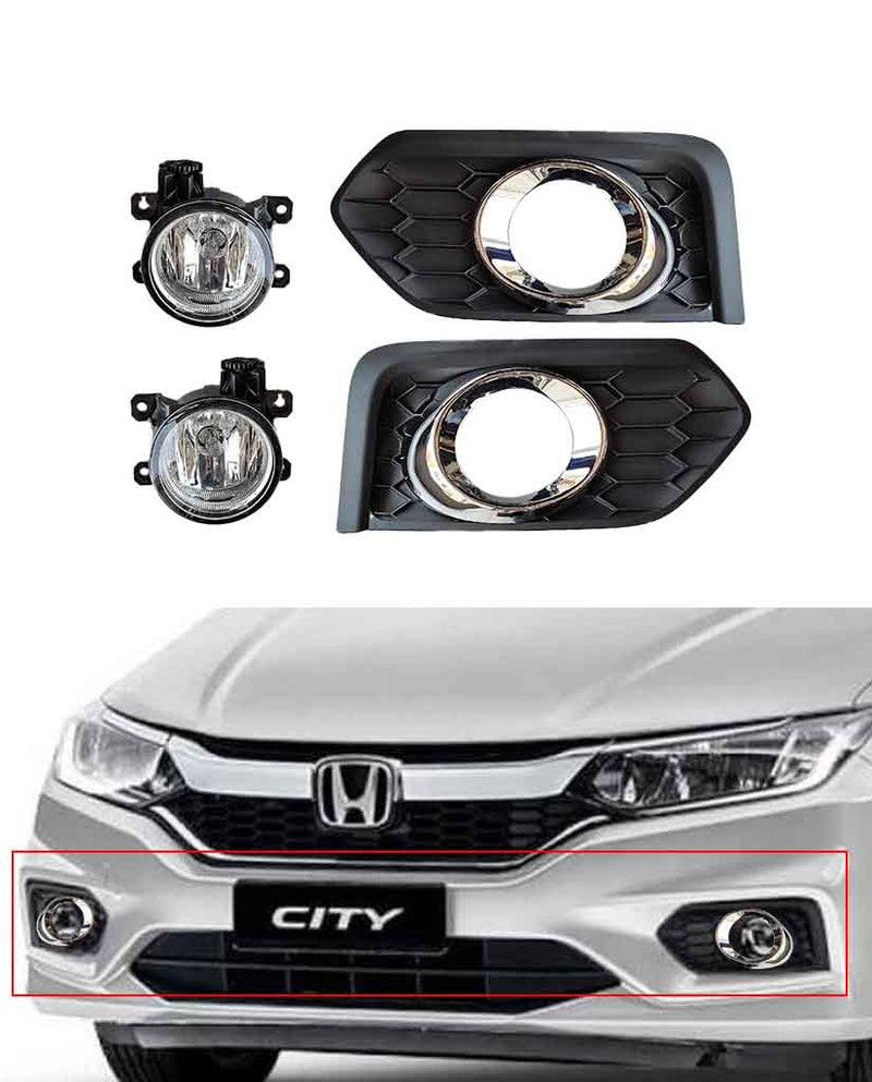 17pc Grille & LED Fog Lamp Trim Kit For Honda Civic Sedan 2022-2023 – Black