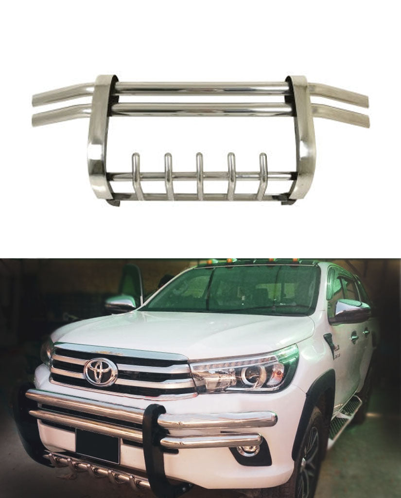 Toyota Hilux Revo Model 2016-2019 Stainless Steel With Sides Double Pipe Front Bull Bar